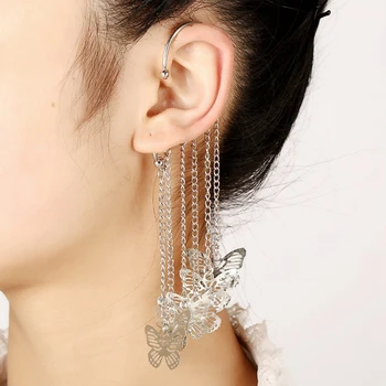 Naujas atvykimo Romantiška Drugelis ilgai kutas lydinio auskarai moterims mielas netikrą auskarų įrašą auskarai ausies manžetai aukščiausios kokybės juvelyrikos