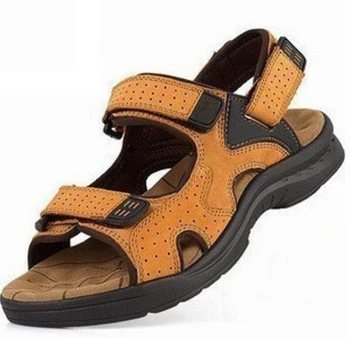 Naujas 2017 vyriškos basutės natūralios odos karvės odos sandalai lauko atsitiktinis vyrų vasaros odiniai batai vyrams