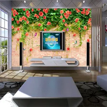 Didelis Custom Sienų Tapetai Šiuolaikinės 3D Stereoskopinis Plytų Sienos, neaustinės Kambarį, TV Foną, Foto Tapetai Freskomis Gėlės