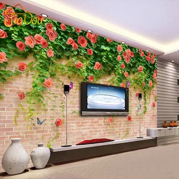 Didelis Custom Sienų Tapetai Šiuolaikinės 3D Stereoskopinis Plytų Sienos, neaustinės Kambarį, TV Foną, Foto Tapetai Freskomis Gėlės