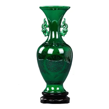 Jingdezhen žalia glazūra Keramikos Vaza Vintage Stiliaus Kinijos Vaza Bauda Lygaus Paviršiaus, Namų Puošybai patalpų įrengimui skirti Dirbiniai