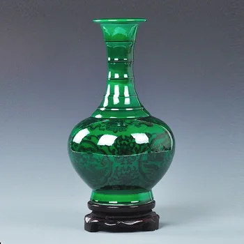 Jingdezhen žalia glazūra Keramikos Vaza Vintage Stiliaus Kinijos Vaza Bauda Lygaus Paviršiaus, Namų Puošybai patalpų įrengimui skirti Dirbiniai