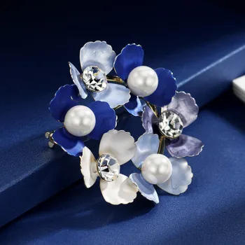 Neoglory Austrijos Kalnų Krištolas & Imituojamas Pearl & Emaliuota Segė Mielas, Romantiškas, Elegantiškas Gėlių Dizainas Lady Šalies Megztinis Dovana