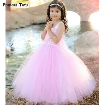 Mergina Princess Tutu Suknelė Vaikams Rankovių Tiulio Gėlių Mergaičių Suknelės Rožinė Vaikai Kamuolys Suknelė Mergina Vestuvių, Gimtadienio Suknelė
