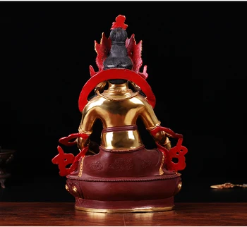 GERAS Budistų Budos paveikslas NAMŲ efektyvių Apsaugos Talismanas-31CM didelis Paauksuota Tibeto Geltona Jambhala likimo dievas Buda