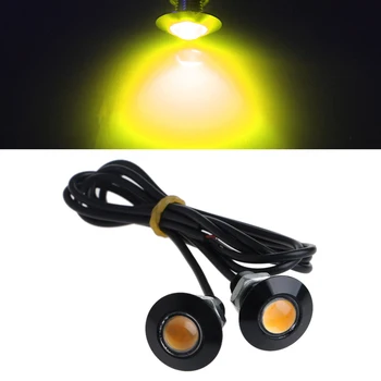 1 Pora Ultra Plonas 12V 23 mm Automobilį LED DRL Šviesos važiavimui Dieną Eagle Eye Lempos geltonos