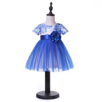 JIS Sveiki Mėgautis Mergina Suknelė Vestuvių Blue Print Gėlės Lankas Princesė Belle Suknelė Elegantiškas, Vaikams, Suknelės Mergaitėms Gimtadienio Suknelė Šalis