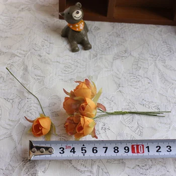 6pcs/daug 1,5 cm Mini Šilko Dirbtinių Rožių Žiedų Puokštės, Vestuvių Dekoravimas, Gėlių, 