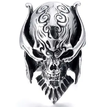 2016 Naujas 1PC Viking Skeletas Kaukolės Žiedas, Nerūdijančio Plieno, Dviratininkas Žiedas Vyrams Piršto Dydžio 8-13 mens nerūdijančio plieno papuošalai
