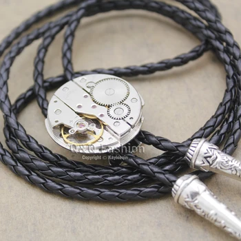 Vyrai Sidabro Watch Laikrodis Judėjimo Steampunk Vakarų Karoliai Bolo Bola Kaklo Kaklaraištis Linijos Šokių Aukštos Geros Kokybės Papuošalai