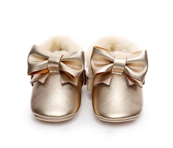 Hongteya Naujas žiemą šilti kailiniai batai pu Oda Kūdikių Mokasinai Bateliai su laivapriekio Kūdikių Bateliai Naujagimis pirmą walker Kūdikio mergina batai