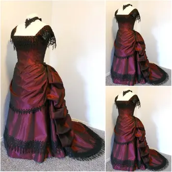 Istorijos!Klientų padarė Viktorijos suknelė 1860 m pilietinio karo Suknelė Scarlett Teatro Kostiumas Helovinas Renesanso Suknelė V-534