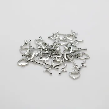 10VNT Karšto didmeninė Snap jungiamosios Detalės, skirtos Priedų DIY Aparatūros Metalo širdies formos Sidabrinės skardos Apdirbimo metalo dalys, Papuošalai Priėmimo
