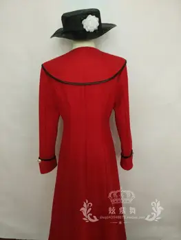Merė Popins Cosplay Kostiumų raudonas kailis+hat