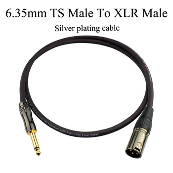 Sidabro danga Kabelis 6.35 mm 1/4 colių TS TRS Jack 3P XLR Male Female Kabelio Audio Stereo Garsiakalbis, Ausinių, Mikrofono, 0.5 M-30M