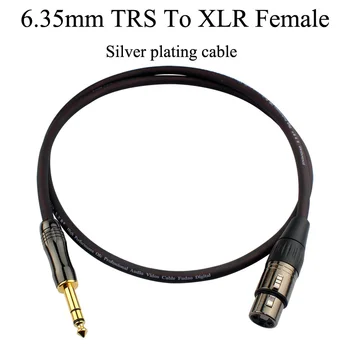 Sidabro danga Kabelis 6.35 mm 1/4 colių TS TRS Jack 3P XLR Male Female Kabelio Audio Stereo Garsiakalbis, Ausinių, Mikrofono, 0.5 M-30M