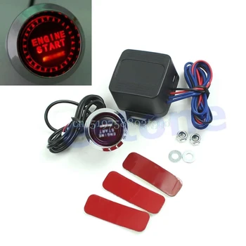 12V Automobilio Variklio Užvedimo Mygtukas Jungiklis Uždegimo Starter Kit Red LED Universalus#T518#