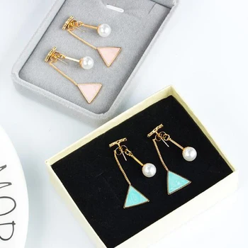 2018 korėjos versija mados glitters pearl trikampis, trikampis, tapyba, aliejus, geometrinio modeliavimo ir pakartas auskaru ausyje nagų