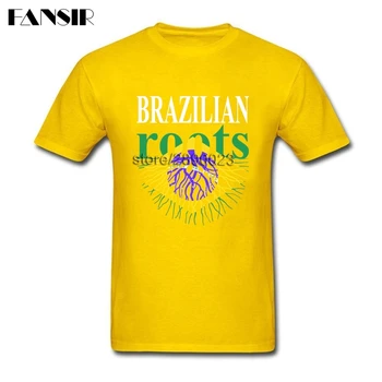 Mados Brazilijos Šaknys Brazilijos Vėliava, T-marškinėliai, vyriški trumpomis Rankovėmis Medvilnės Užsakymą Vyrų Marškinėliai Streetwear Plius Dydis