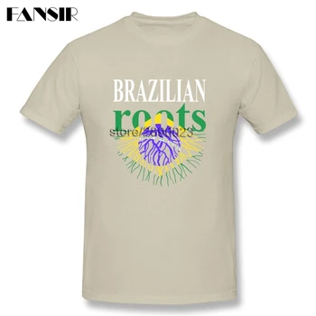 Mados Brazilijos Šaknys Brazilijos Vėliava, T-marškinėliai, vyriški trumpomis Rankovėmis Medvilnės Užsakymą Vyrų Marškinėliai Streetwear Plius Dydis
