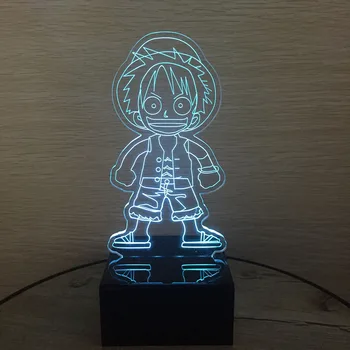 Vienas Gabalas Veiksmų Skaičius, Luffy 3D Led Lentelė Naktį Šviesos Spalvinga Akrilo USB, LED Apšvietimas, LED Lempos, Kūrybinių Veiksmų Skaičius Žaislas