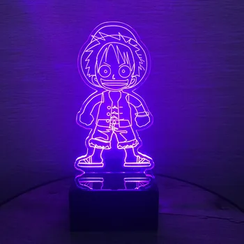 Vienas Gabalas Veiksmų Skaičius, Luffy 3D Led Lentelė Naktį Šviesos Spalvinga Akrilo USB, LED Apšvietimas, LED Lempos, Kūrybinių Veiksmų Skaičius Žaislas
