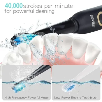 Seago USB Įkraunamas dantų Šepetėlis Suaugusiųjų Elektros Vandeniui Giliai išvalyti Dantų Šepetėliu Pakeitimo Vadovai Dantų Diamond Švarus