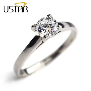 USTAR 4 šakės nustatymas AAA Cirkonis vestuvių Žiedai moterims, papuošalai Rose Aukso spalvos vestuvinis žiedas crystal moterų Anel Aukščiausios Kokybės