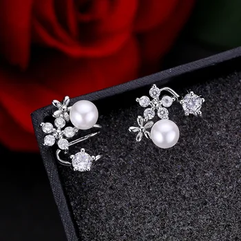 Nauja rožinė aukso spalvos Auskarai korėjos romantiška moterų kristalų mažas gėlės po kabantys Auskarai vestuvių sidabro Papuošalai