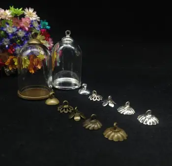 20pcs 30*20mm aišku, vamzdžių bell stiklo gaublys su klasikinės bazės bžūp nustatyti stikliniai buteliukai pakabukas stiklo, norinčių buteliuko dangtelį priedai