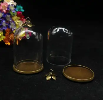 20pcs 30*20mm aišku, vamzdžių bell stiklo gaublys su klasikinės bazės bžūp nustatyti stikliniai buteliukai pakabukas stiklo, norinčių buteliuko dangtelį priedai