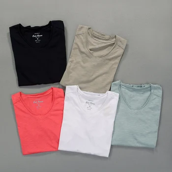 2018 m. Vasaros vyrų marškinėliai trumpomis rankovėmis V-kaklo, bambuko ir medvilnės atsitiktinis, kietas plonas T-shirt vyrai gamyklos tiesioginio pardavimo marškinėlius vyrų camisa