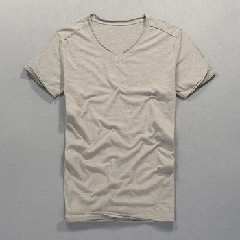 2018 m. Vasaros vyrų marškinėliai trumpomis rankovėmis V-kaklo, bambuko ir medvilnės atsitiktinis, kietas plonas T-shirt vyrai gamyklos tiesioginio pardavimo marškinėlius vyrų camisa