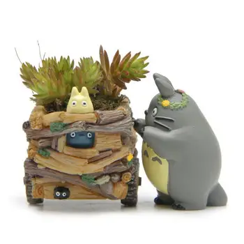Kūrybinės Animacijos Krepšelį Totoro Vazonas Dervos Japonijos Miniatiūrinės Figūrėlės Dovana Anime Statulėlės, Papuošalai Darbalaukio Dekoro Ir Namų Dekoro