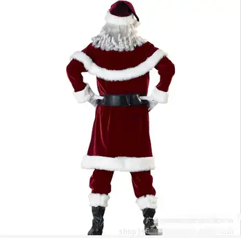Pilnas Komplektas Kalėdinių Kostiumų Santa Claus Suaugusiems Raudona Kalėdų Drabužius Kalėdų Senelio Kostiumas Prabangus Kostiumas