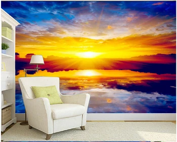 Pasirinktinis popieriaus DE parede 3d, didelis freskomis saulėlydžio peizažas už miegamojo kambarį, TV Foną, sienos, namo apdailos tapetai