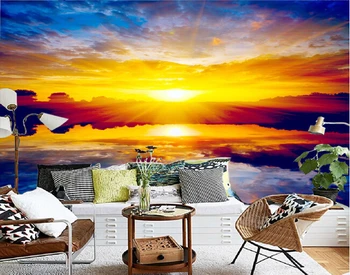 Pasirinktinis popieriaus DE parede 3d, didelis freskomis saulėlydžio peizažas už miegamojo kambarį, TV Foną, sienos, namo apdailos tapetai