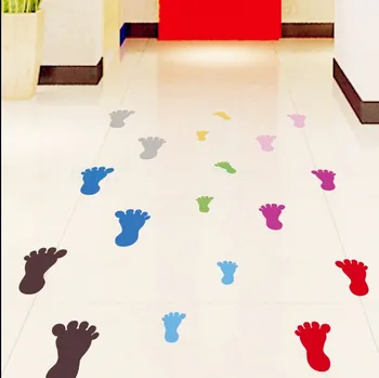 Nemokama laivas 30pcs(15left/dešinė) spalvos Baby vaikų Darželio pėdos formos, sienų lipdukai,namų dekoro grindų baldai, spintos, šaldytuvo,S1
