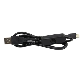 Įjunkite USB Kabelį 1M 1,5 M USB Micro USB Įkrovimo Kabelis su Jungikliu Mygtuką Aviečių Pi 3 2 B Modelis Maitinimo Adapteris