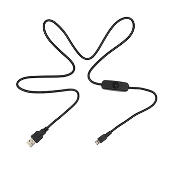 Įjunkite USB Kabelį 1M 1,5 M USB Micro USB Įkrovimo Kabelis su Jungikliu Mygtuką Aviečių Pi 3 2 B Modelis Maitinimo Adapteris