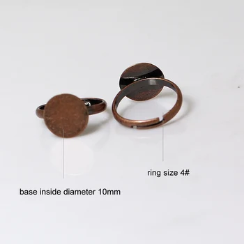 Beadsnice žiedai tuščią nustatymas reguliuojamas pirštų žiedai su baze butas trinkelėmis, vidinis skersmuo 10 mm apvalus 