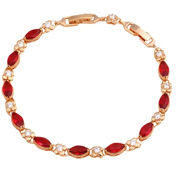 Gėlių dizaino Royal Granatas Aukso spalvos Žavesio Apyrankės Stilius Red Crystal Mados papuošalai Jubiliejų TBS755A