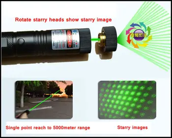 [RedStar]303 dviejų spalvų Lazerio tik didelės galios 1W red & green laser pointer žvaigždėtą vaizdą be 18650 baterija ir kroviklis 305#