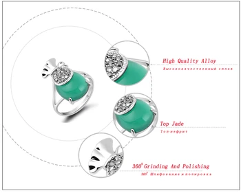 Ajojewel Unikalus Dizaineris Žalia Antikvariniai Papuošalai, Žiedai, Moterų Kinų Stiliaus Palaima Maišelį Žiedas Su Akmens