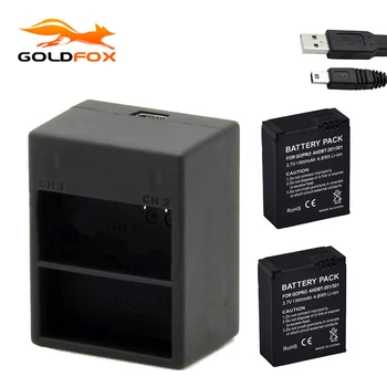 2vnt 1300mAh Baterija + Dual USB Įkroviklio Gopro Hero 3 AHDBT-301 / 201 Li-ion Veiksmų fotoaparato Baterijos