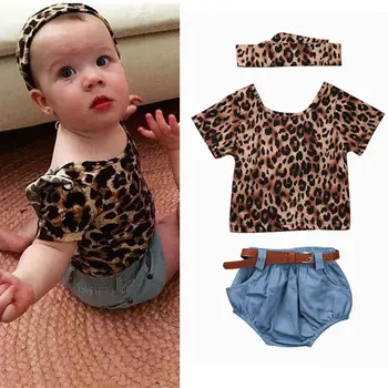 Baby Girl Apranga Drabužius trumpomis Rankovėmis Leopard 