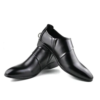 2018 Pigiausia Darbo dress shoes mens pu odos Oxfords verslo vestuvių juodi batai paslysti ant Nurodė, kojų oda butai, AB-24
