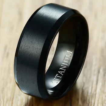 8MM Dydžio 7-15 Gryno Titano Black Ring Klasikinė Paprasta Paprasto Vestuvių Juostoje Matinė Juoda Dalyvavimo Žada Jubiliejų Kokteilis
