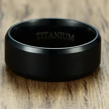 8MM Dydžio 7-15 Gryno Titano Black Ring Klasikinė Paprasta Paprasto Vestuvių Juostoje Matinė Juoda Dalyvavimo Žada Jubiliejų Kokteilis