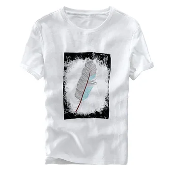 2018 Nauja asmenybė, siuvinėjimo balta patalynė trumpas rankovėmis apvalios kaklo marškinėliai vyrų vasaros mados prekės ženklo vyrai t-shirt camisa 3XL
